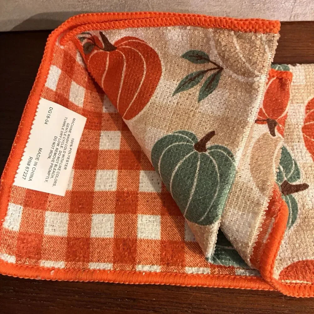 Set Of Fall Decoration. Wooden cup AUTUMN VIBES, Candle In Mug, Dish Towels NEW